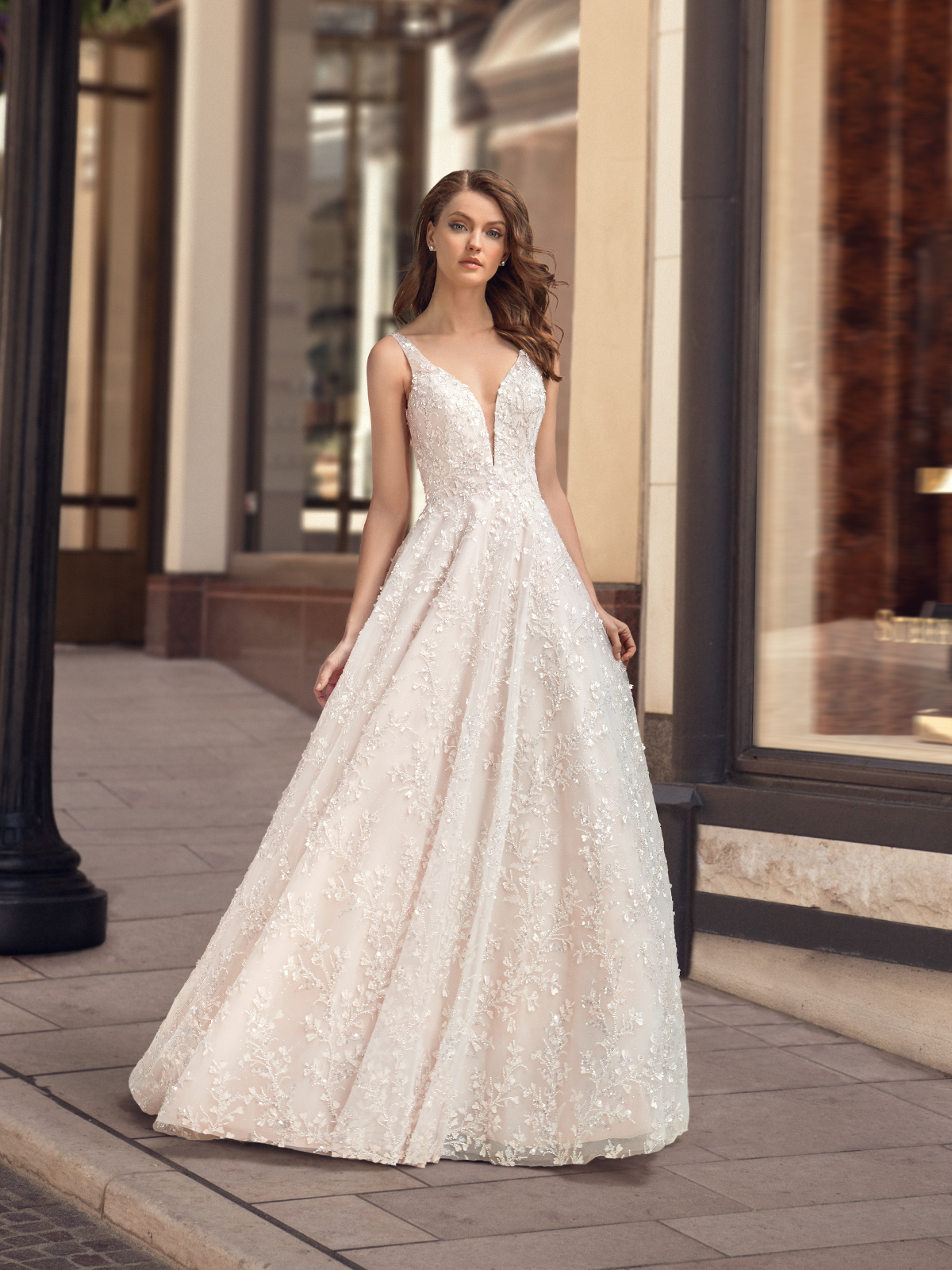 Simple and Casual Wedding Gown with 3D Details