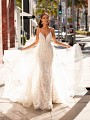 Sequin Organic Lace Mermaid Wedding Dress With Detachable Tulle Train Moonlight Couture H1452
