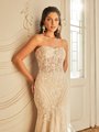 Moonlight Couture H1504 Elegant Strapless Soft Sweetheart Unlined Bodice Mermaid Wedding Dress