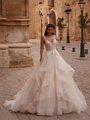 Woman in A-line Wedding Dress With Detachable Long Sleeves