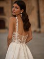 Back View of Bride's Wedding Dress With Low Illusion Back With Buttons Over Zipper and Lace Straps