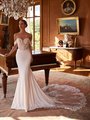 Moonlight Couture H1606 Detachable Swag Sleeves and Unlined Pointed Sweetheart Mermaid Wedding Dress