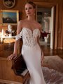 Moonlight Couture H1606 Strapless Pointed Sweetheart with Illusion Inset Mermaid with Detachable Swag Sleeves