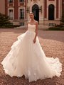 Moonlight Couture H1607 Strapless Scoop Neck Drop Waist A-Line with Cascades Bridal Gown