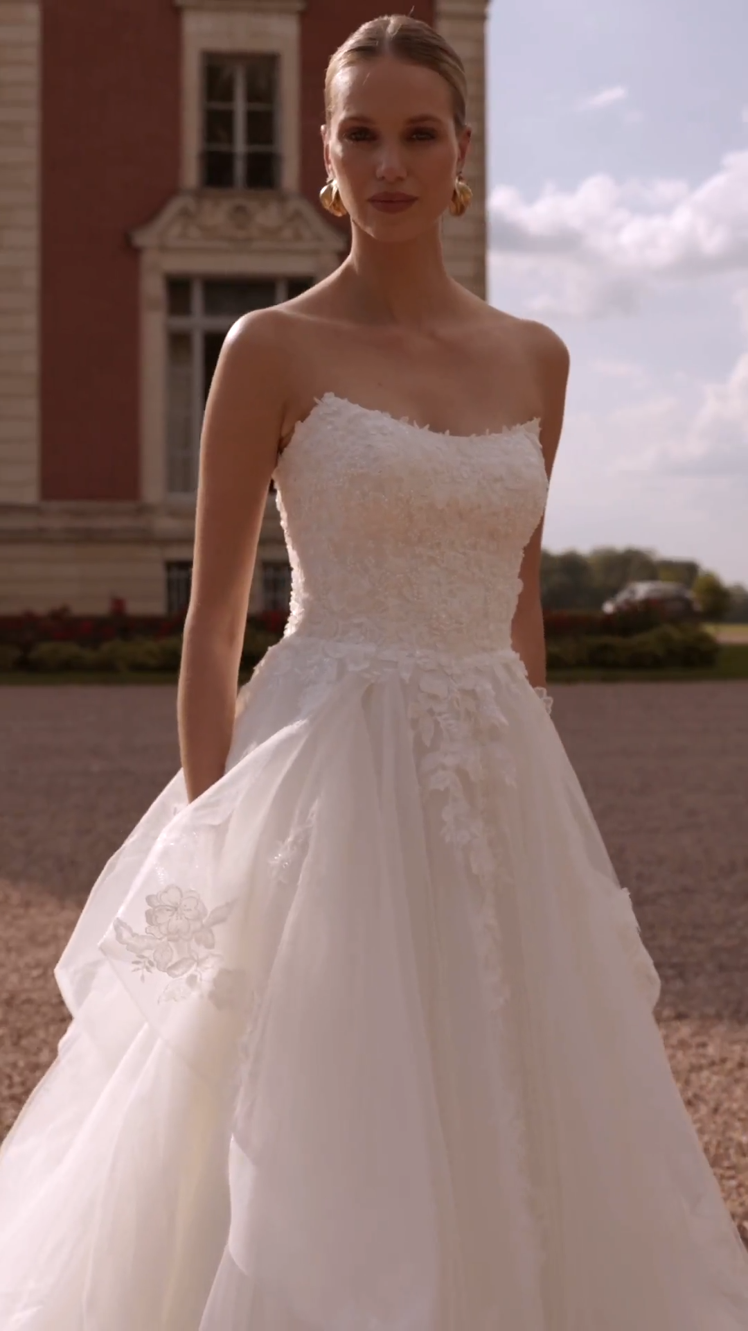 Lace tulle a line wedding dress best sale