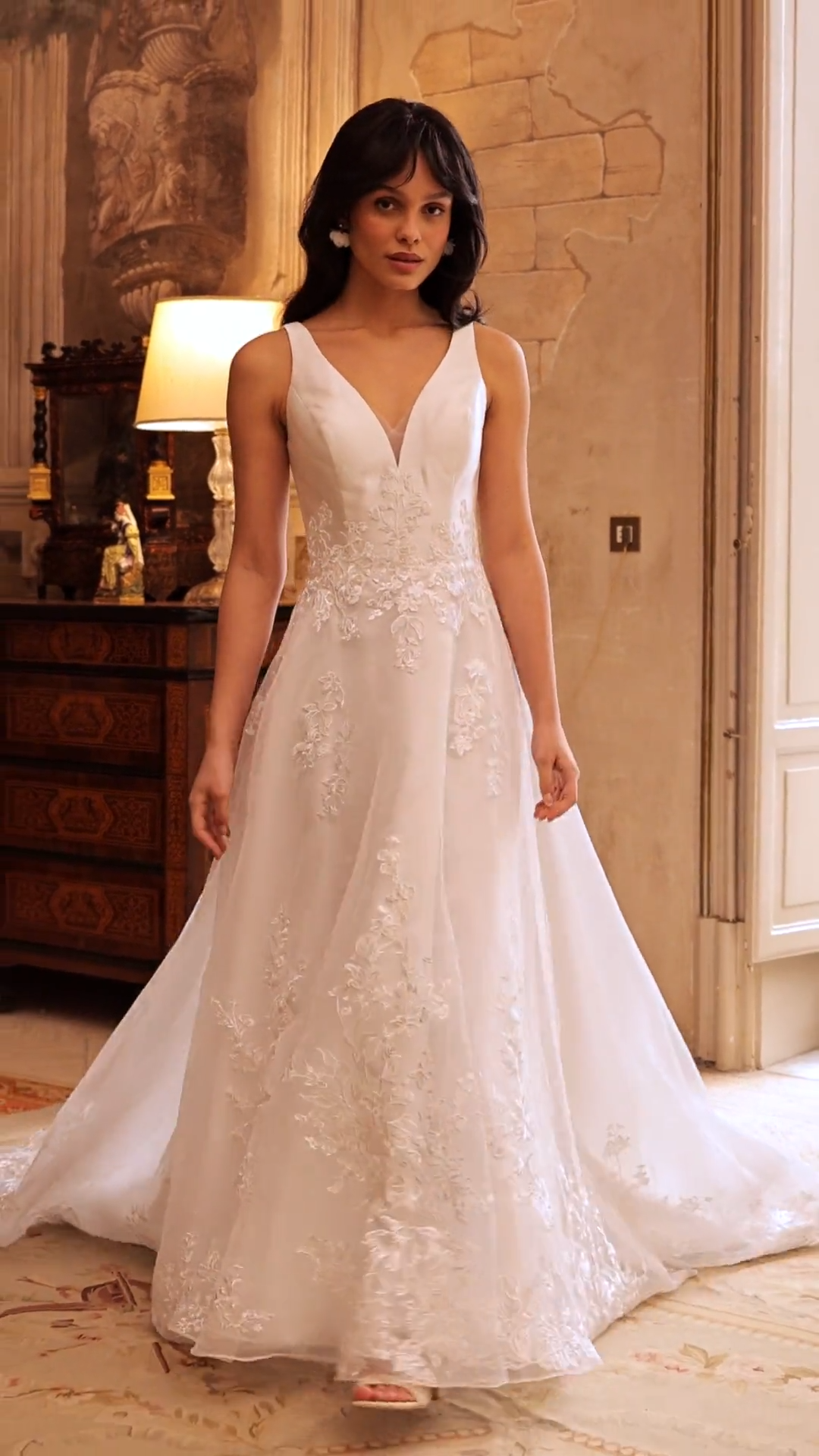 Moonlight Couture H1626 on trend couture lace wedding dresses and beaded wedding dresses