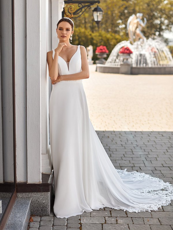 Fiora Square Neck Soft Tulle A-Line Wedding Gown J6875 by Moonlight Bridal
