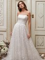 Moonlight Collection J6856 Beaded Garden Tulle and Embroidered Lace Tulle Strapless Straight Neck Full A-Line