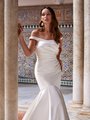 Moonlight Collection J6898 Timeless Ruched Bodice Off-Shoulder Mikado Mermaid Bridal Gown