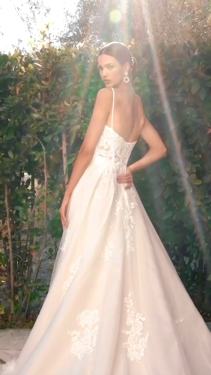 Video of Moonlight Collection J6934 Sheer Fitted Scoop Neck and Flowy A-Line Wedding Gown