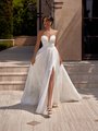 Moonlight Collection J6952 Pleated Strapless Sweetheart with Illusion Inset A-Line with Leg Slit