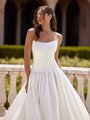 Strapless Scoop Neck Satin Ball Gown with Drop Waist Wedding Dress Style J6956