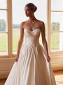 Strapless Beaded Trim Sweetheart Ruched Bodice Ball Gown with Box Pleats Style J6959