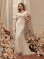 Lace Mermaid Wedding Dress With Modest Short Flutter Sleeves Style M5052