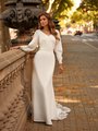 Split Long Sleeve Modest Crepe Mermaid Wedding Dress Style M5062