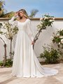 Modest M5091 Crepe Back Satin A-Line Wedding Dress with Long Sleeves