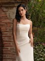 Moonlight Tango T163 Soft Scoop Neck Ruched Bodice Crepe Back Satin Mermaid Wedding Gown