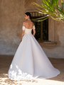 Off-The-Shoulder Satin Mock Two-Piece A-Line with Sweep Train Bridal Gown Moonlight Tango T168