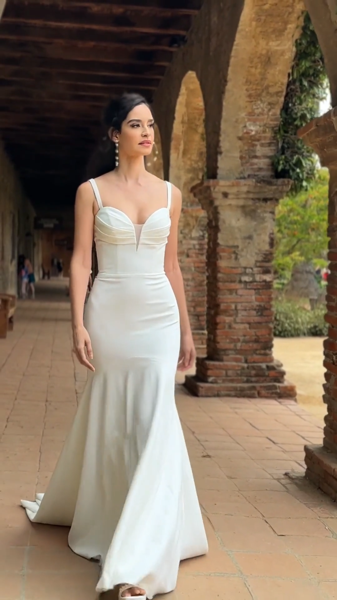 Pleated mermaid wedding dress best sale