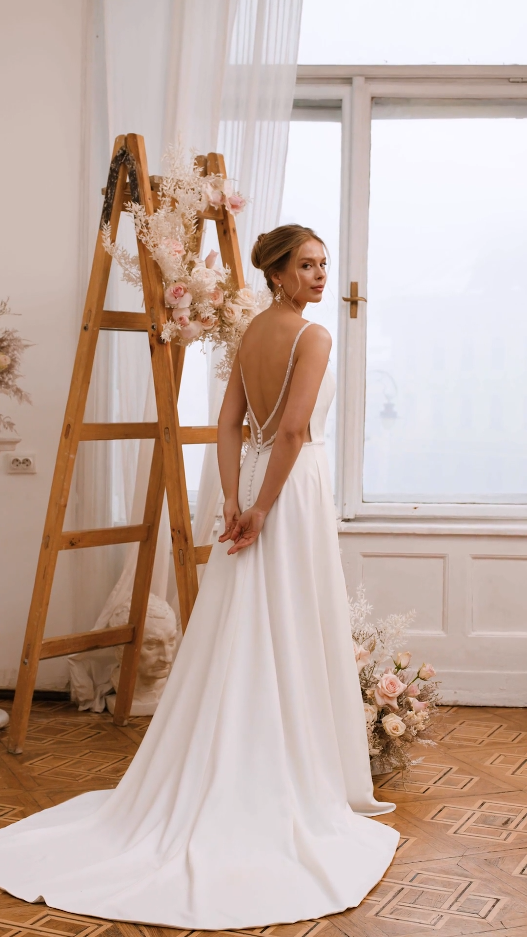 Chic Crepe Back Satin and Net A-Line Wedding Dress with Pcokets Moonlight Tango T962