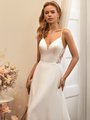 Classy Deep Sweetheart with Illusion Inset Luster Stretch Crepe A-Line Boho Wedding Dress Moonlight Tango T965