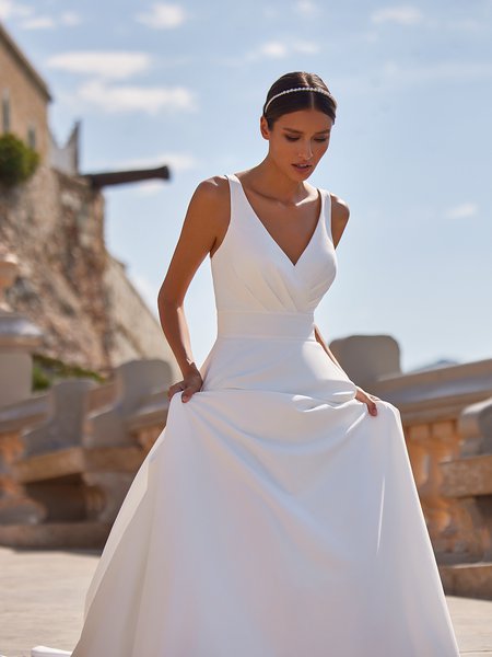Ruched Sweetheart Chiffon A-Line Gown with Cap Sleeves Moonlight Tango T989