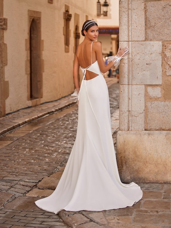 Savannah a sleek and simple crepe sheath wedding dress - WED2B