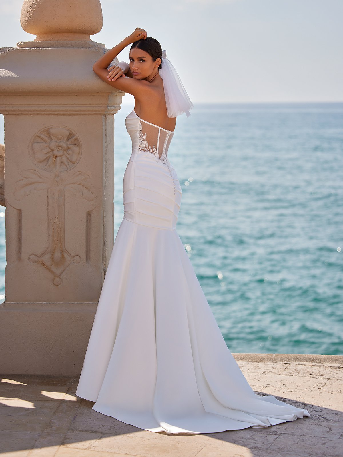 Strapless Sweetheart Satin Mermaid Gown with Illusion Back